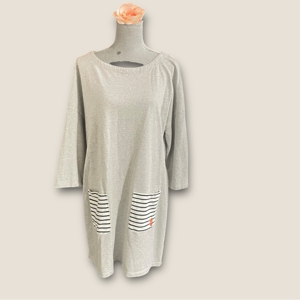 Tommy Hilfiger Gray Casual Tunic Dress Striped Pockets & Back Zipper, Size XL - Picture 2 of 13